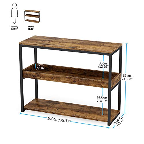 Tribesigns Mesa de consola para sofá, mesa de entrada de 3 niveles, mesa de consola industrial de pasillo, mesa auxiliar estrecha, consola de entrada con 2 estantes para todos, entrada, sala de estar