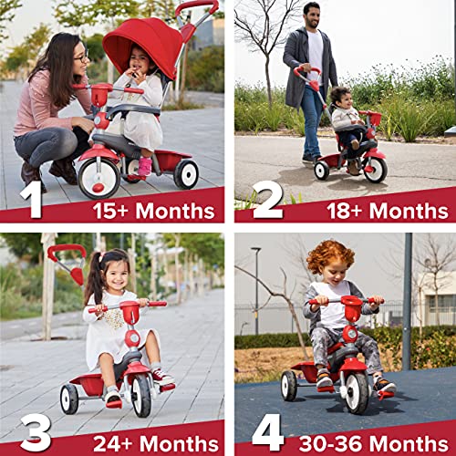 Triciclo para bebé SmarTrike Breeze Plus para niños de uno a tres años - Triciclo Multietapa 4 en 1, Rojo