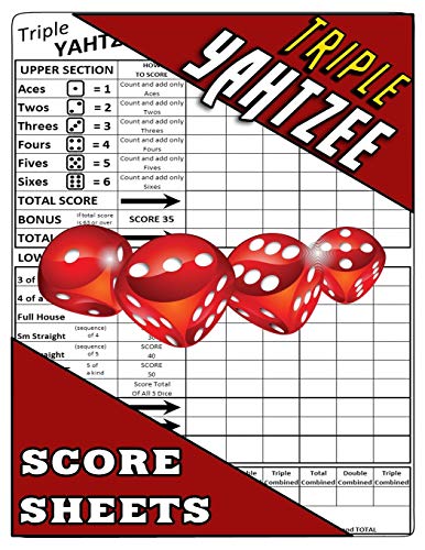 Triple Yahtzee Score Sheets: 100 Triple Yahtzee Score Pads, Triple Yahtzee Game, Triple Yatzee Score Pads, Yahtzee Deluxe Edition