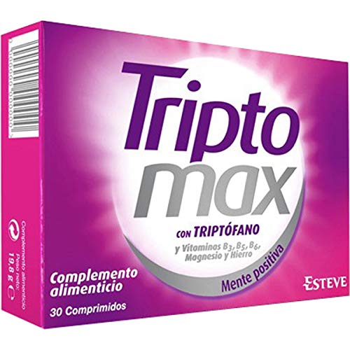 TRIPTOMAX - Complemento Alimenticio para Regular el Estado Anímico, Compuesto de Triptófano + Vitaminas del Grupo B+ Hierro+ Magnesio, 30 Comprimidos
