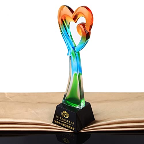 Trofeos de Cristal de Amor, Medalla Cristal, Letras Personalizadas, Recuerdos for Actividades de Bienestar público, el Segundo Precio. (Color : Blue, Size : 28 * 11.2 * 7.6cm)