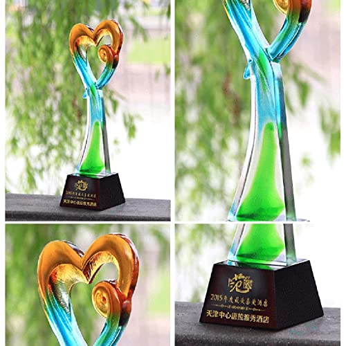 Trofeos de Cristal de Amor, Medalla Cristal, Letras Personalizadas, Recuerdos for Actividades de Bienestar público, el Segundo Precio. (Color : Blue, Size : 28 * 11.2 * 7.6cm)