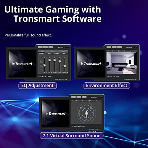 Tronsmart Sparkle Cascos Gaming Iluminación RGB, Auriculares Gaming Sonido Surround 7.1/Driver Audio de 50 mm-Profesional Headset Gaming con Micrófono para Mac/PC