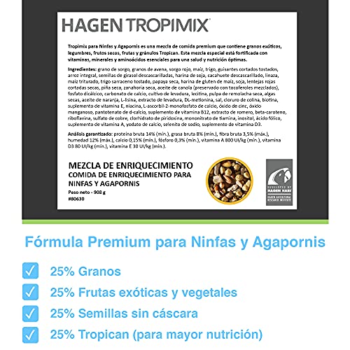 Tropimix Comida para Ninfas y Agapornis - 908 gr
