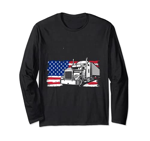 Trucker American Trucks - Truck Driver Truckers America USA Manga Larga