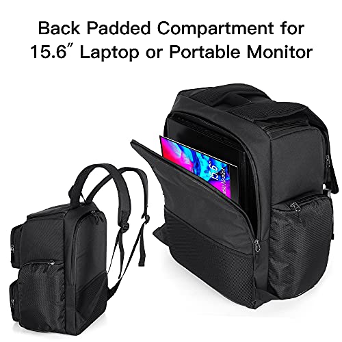 Trunab Mochila de Almacenamiento Compatible con Xbox Series X, Negro, Mochila Protectora Gran Capacidad, con Bolsillos, Divisores para Controlador Xbox y Accesorios de Juego