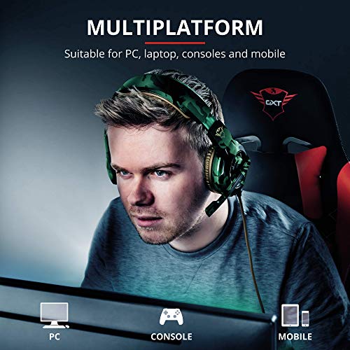 Trust Cascos Gaming GXT 310C Radius Auriculares Gamer con Micrófono y Diadema Ajustables, Cable de 1 m, para PS4, PS5, PC, Nintendo Switch, Xbox One, Xbox Series X - Camuflaje Jungla