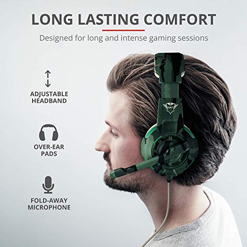 Trust Cascos Gaming GXT 310C Radius Auriculares Gamer con Micrófono y Diadema Ajustables, Cable de 1 m, para PS4, PS5, PC, Nintendo Switch, Xbox One, Xbox Series X - Camuflaje Jungla