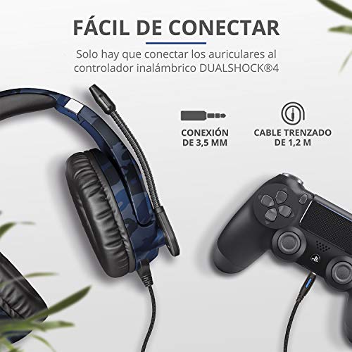 Trust Cascos Gaming PS4 y PS5 Auriculares de Gaming GXT 488 Forze-B, Licencia Oficial para Playstation, Micrófono Plegable, Altavoces Activos de 50 mm, Cable Trenzado de Nailon de 1.2 m, Azul