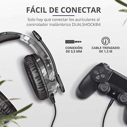 Trust Cascos Gaming PS4 y PS5 Auriculares de Gaming GXT 488 Forze-G, Licencia Oficial para PlayStation, Micrófono Plegable, Altavoces Activos de 50 mm, Cable Trenzado de Nailon de 1.2 m, Gris