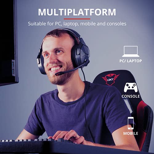 Trust Gaming Cascos GXT 4371 Ward Auriculares Gamer con Micrófono Plegable, Cómodo, Altavoces Activos de 50 mm, Cable Trenzado, para PS4, PS5, PC, Nintendo Switch, Xbox One, Xbox Series X - Negro