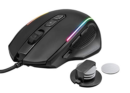 Trust Gaming GXT 165 Celox - Ratón gaming RGB de alta precisión con 8 botones programables y altura regulable, Color Negro, 4.3 x 8.3 x 12.7 cm