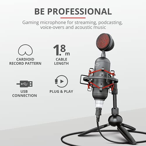 Trust Gaming GXT 244 Buzz Micrófono USB para Streaming para PC, PS4 y PS5 - Negro