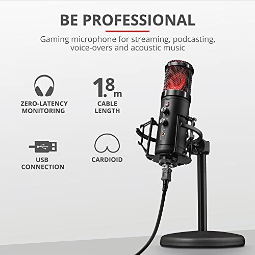 Trust Gaming Gxt 256 Exxo Micrófono USB para Streaming para PC, PS4 y PS5 - Negro