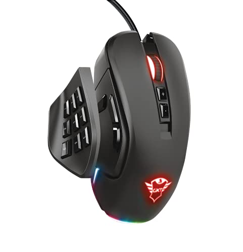 Trust Gaming GXT 970 Morfix Ratón para Gaming Personalizable (MMO, 10 000 PPP, 4 Piezas Laterales Intercambiables Magnéticamente, 14 Botones Programables) Negro