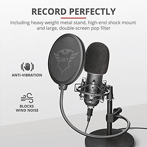 Trust Gaming GXT Emita - Micrófono USB para estudio, PC, PS4, PS5 - Negro