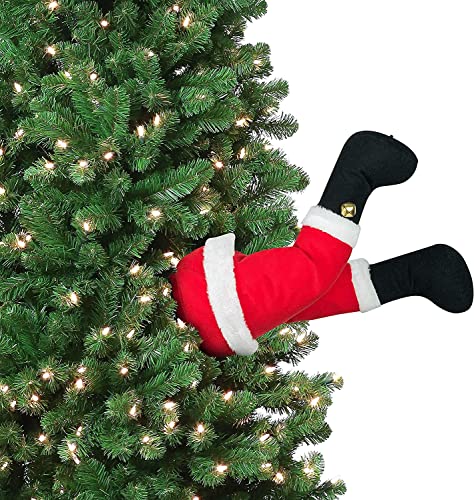 TTCPUYSA Animated Christmas Kickers,Stuck in Xmas Tree Stuffed Plush Santa Claus Elf Legs Ornament,Creative Moving Santa Claus Legs Front Door Holiday Hanging Decoration