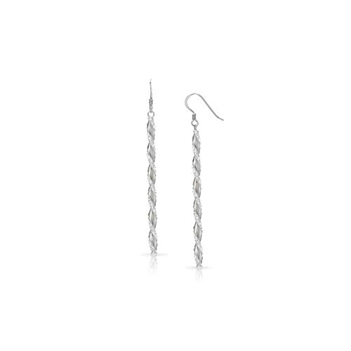 Twisted Long-Bar Elegant & Classy Shinning Crystal Earrings, Never Rust 925 Sterling Silver & Hypoallergenic Hooks For Women, Girls & Teens with Free Breathtaking Gift Box for Special Moments of Love
