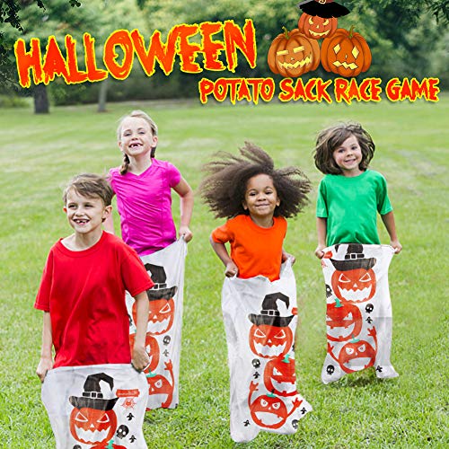 Twister.CK Halloween Party Games, Pumpkin Design Sack Race Bags, Egg and Spoon Race Games Outdoor Lawn Games Bags, Ideal para Suministros de Fiesta de Halloween, Juegos al Aire Libre y Party Favor