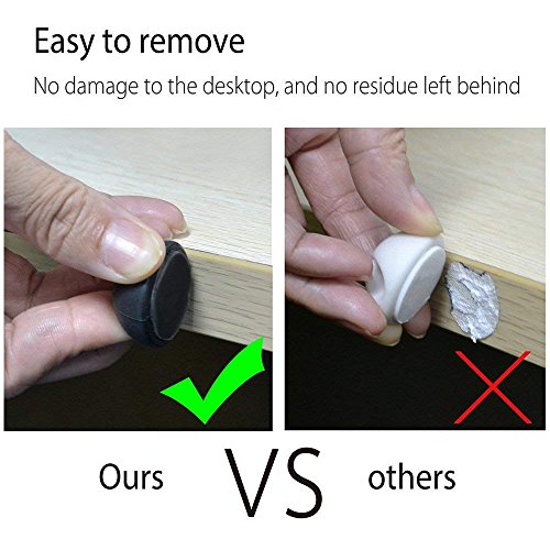 U-horizon 12 Piezas Clips de Cable Duraderos, Organizador de Cable, Sistema de Gestión de Cable, con Autoadhesivo Fuerte para TV PC Laptop Cargador o Ratón Hogar Oficina, Negro