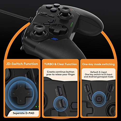 Uberwith - Controlador de juego de PC con cable, controlador de mando para mando de PC compatible con Steam, PS3, Windows 10/8/7, PC, portátil, caja de TV, teléfonos móviles Android