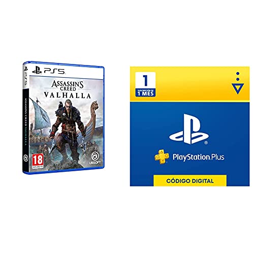 Ubisoft Spain Assassin's Creed Valhalla PS5 + Sony, PlayStation Plus Suscripción 1 Mes | PS5/PS4/PS3 | Código de descarga PSN Cuenta española