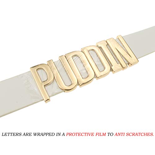 Udekit Ajustable Blanco Cinturón Oro Puddin Collar Ahogador para Mujeres y Niñas (Alrededor de 1.2 Pulgadas de Ancho)