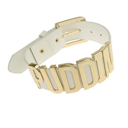 Udekit Ajustable Blanco Cinturón Oro Puddin Collar Ahogador para Mujeres y Niñas (Alrededor de 1.2 Pulgadas de Ancho)