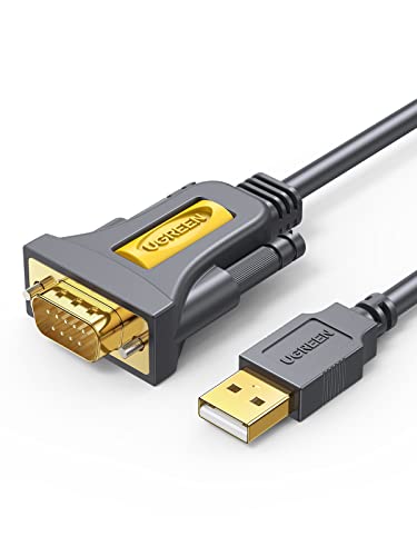 UGREEN Cable USB RS232 DB9 Puerto Serie 9 Pin, Adaptador Cable RS232 a USB Conversor, USB a Puerto COM para Telescopio, Impresora, Decodificador, PLC, Máquina CNC, Windows, Mac OS, 1 Metro