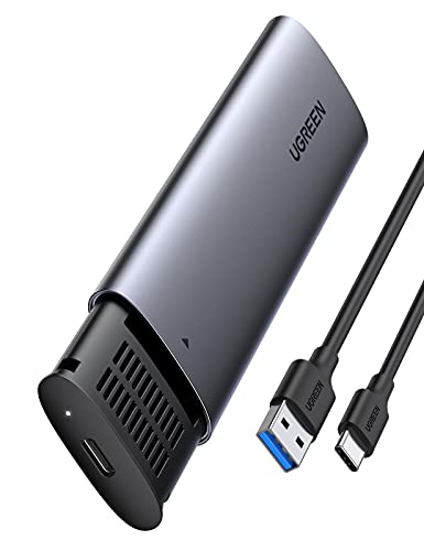 UGREEN Carcasa SSD M.2 SATA USB C, Caja M.2 SATA con UASP, 5Gbps Adaptador M.2 SATA para SSD M.2 SATA B Key B+M Key 2230/2242/2260/2280, Compatible con PS4 Xbox PC Macbook, con Cable USB A a USB C