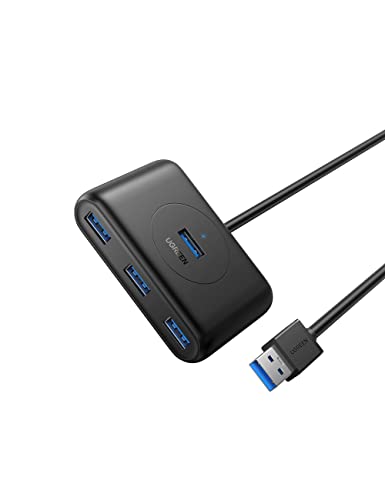 UGREEN Hub USB 3.0 4 Puertos 5Gbps con Cable de 1 Metro, Compatible con PC, PS5, Raspberry pi 4, Xbox X/S, PS4, Macbook Pro Air, Disco Duro Externo, Lector de Tarjetas, Móviles y Windows Surface