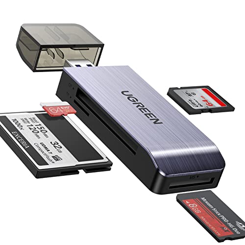 UGREEN Lector Tarjetas SD, USB 3.0 Lectura Simultánea 4 EN 1 Super Rápido 5Gbps para Tarjetas de Memoria, Ranura SD, Micro SD/TF, CF, MS, Plug and Play