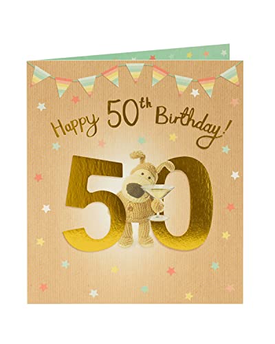 UK Greetings Tarjeta de 50 cumpleaños Boofle - Tarjeta de cumpleaños 50 - Tarjeta de cumpleaños para él - Tarjeta de cumpleaños para ella - Feliz cumpleaños 50, Multicolor, 678870-0-1