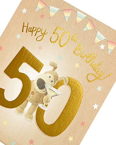UK Greetings Tarjeta de 50 cumpleaños Boofle - Tarjeta de cumpleaños 50 - Tarjeta de cumpleaños para él - Tarjeta de cumpleaños para ella - Feliz cumpleaños 50, Multicolor, 678870-0-1