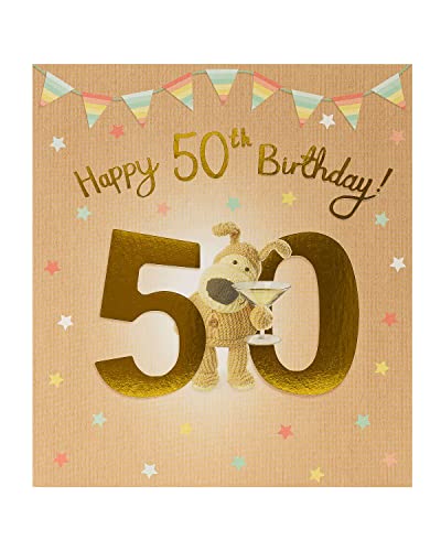 UK Greetings Tarjeta de 50 cumpleaños Boofle - Tarjeta de cumpleaños 50 - Tarjeta de cumpleaños para él - Tarjeta de cumpleaños para ella - Feliz cumpleaños 50, Multicolor, 678870-0-1