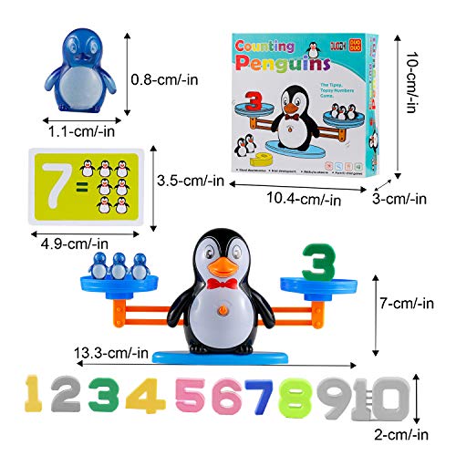 Ulikey Montessori Mathe - Báscula digital de juegos con dibujo animado de animales, equilibrio y cálculo, juguete educativo con báscula y accesorios para niños