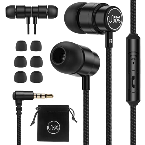 ULIX Rider Auriculares In Ear con Cable y Microfono, Garantía de 3 años, Cable Reforzado, Graves, 48 Ω, Cascos para iPhone, iPad, Samsung, Mi, Xiaomi, Huawei, Gaming, Deportivos, Ordenador, Portátil