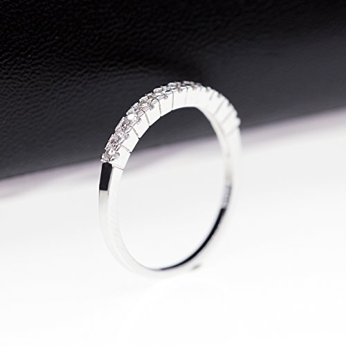 Uloveido Fashion Half Eternity Band Rings Set Rhinestone Stackable Rings Set para mujeres niñas Comfort Fit Wedding Band Ring (tamaño 17) J029