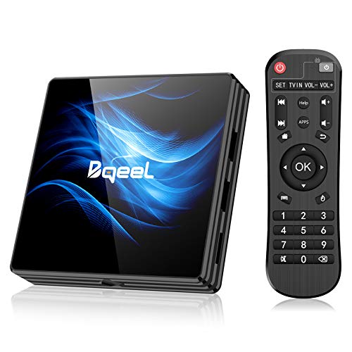 Última Versión Android 10.0 TV Box 【4GB RAM+64GB ROM】 Bqeel TV Box RK3318 Quad-Core 64bit Cortex-A53 con 5GHz / 2.4GHz WiFi ,BT 4.0,4K*2K, UHD H.265, USB 3.0 Smart TV Box