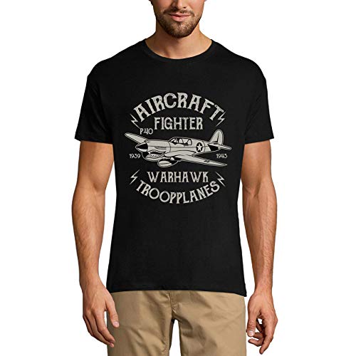 Ultrabasic Camiseta para hombre con diseño gráfico de avión de combate Warhawk - Camiseta patriótica - negro - Medium