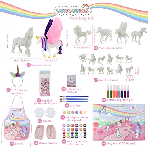 Unicornios Para Niñas Figuras Para Pintar Kit Con 18 Unicornios – BONNYCO | Manualidades Niñas con Brillo en la Oscuridad | Juguetes Niña 3 4 5 6 7 8 9 10 Años Regalos Niña Cumpleaños, Navidad