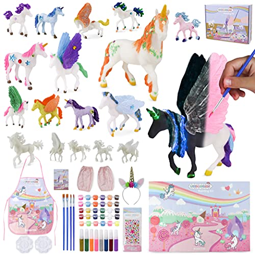 Unicornios Para Niñas Figuras Para Pintar Kit Con 18 Unicornios – BONNYCO | Manualidades Niñas con Brillo en la Oscuridad | Juguetes Niña 3 4 5 6 7 8 9 10 Años Regalos Niña Cumpleaños, Navidad