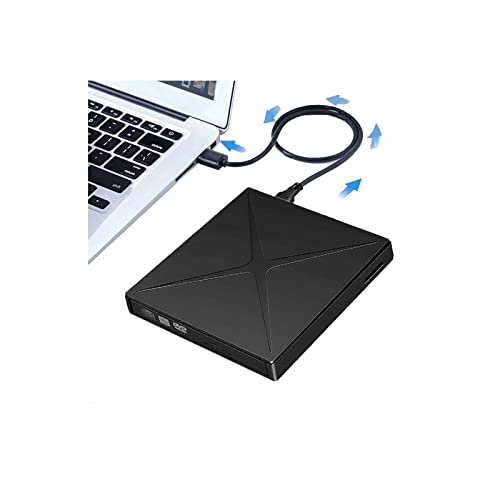 Unidad de DVD Externa USB 3.0 Tipo-C CD DVD +/- RW ROM Unidad óptica Grabadora CD DVD Externa Portátil para Ordenador portátil Macbook Air PC de Escritorio Apple Mac Win 10/8/XP