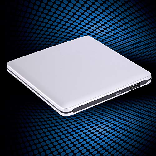 Unidad Externa de DVD/CD-RW, Unidad óptica Externa Delgada, grabadora portátil USB 3.0/grabadora de Lector de DVD para PC, computadora portátil, Escritorio(Plata)