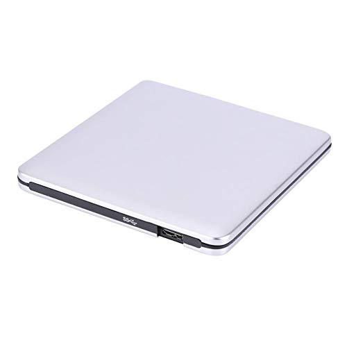 Unidad Externa de DVD/CD-RW, Unidad óptica Externa Delgada, grabadora portátil USB 3.0/grabadora de Lector de DVD para PC, computadora portátil, Escritorio(Plata)