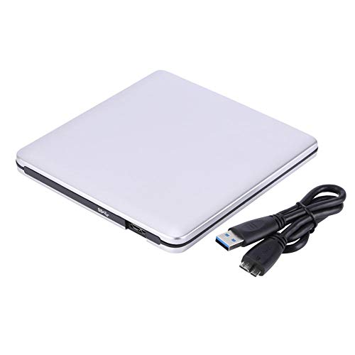 Unidad Externa de DVD/CD-RW, Unidad óptica Externa Delgada, grabadora portátil USB 3.0/grabadora de Lector de DVD para PC, computadora portátil, Escritorio(Plata)