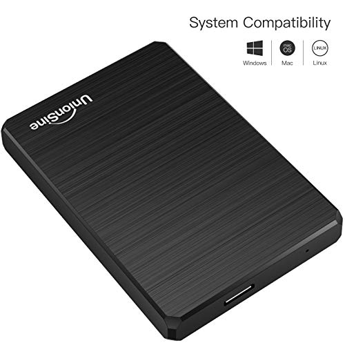 UnionSine Ultra Slim Disco Duro Externo Portátil 2.5" 250GB, USB3.0 SATA HDD Almacenamiento para PC, Mac, MacBook, Chromebook (Color Negro)