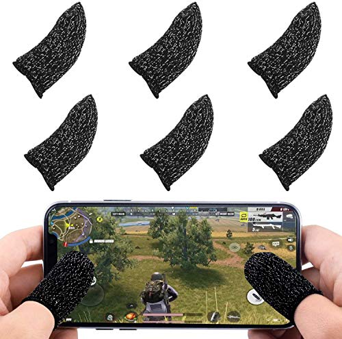 UNO' 6 UDS Guantes de Dedo para Juego Movil, Funda Controller de Dedo de Pantalla táctil Gaming Transpirable Anti-Sudor sensibles, Manga de Dedo Ideal para Juegos movil PUGB, Arena of Valor, Etc.