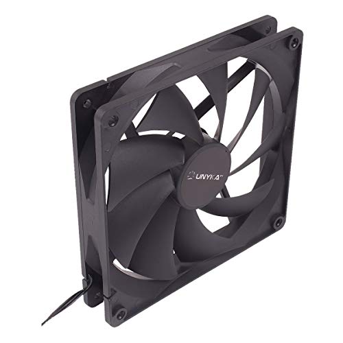 UNYKAch Ventilador de Ordenador 140 mm, 51790, Negro Básico PC, 1000 RPM, 3 Pines, 9 Aspas, Silencioso