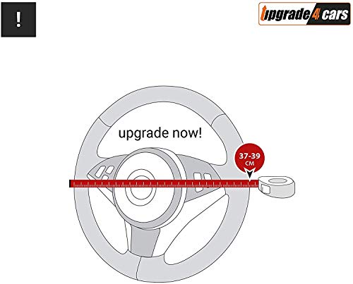 Upgrade4cars Funda Volante Coche Poli Piel Negro Universal | 37-39 cm Diámetro Exterior | Accesorios Coches Interior Decoracion | Ideas Regalos